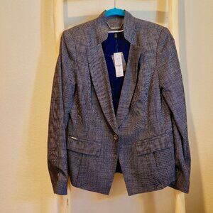 blue and white blazer